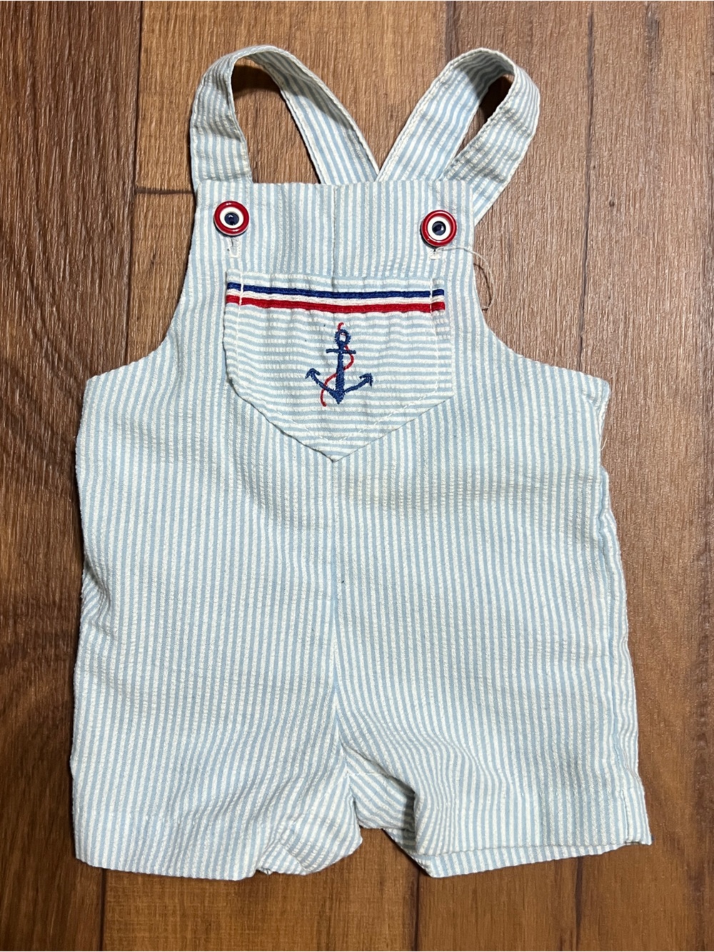 Vintage Health Tex Overalls Infant 3 Month 70s Blue Stripe Sailors